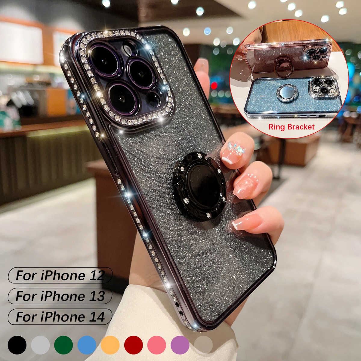 For iPhone 14 Pro Max 13 12 11 XS XR Bling Glitter Diamond Case