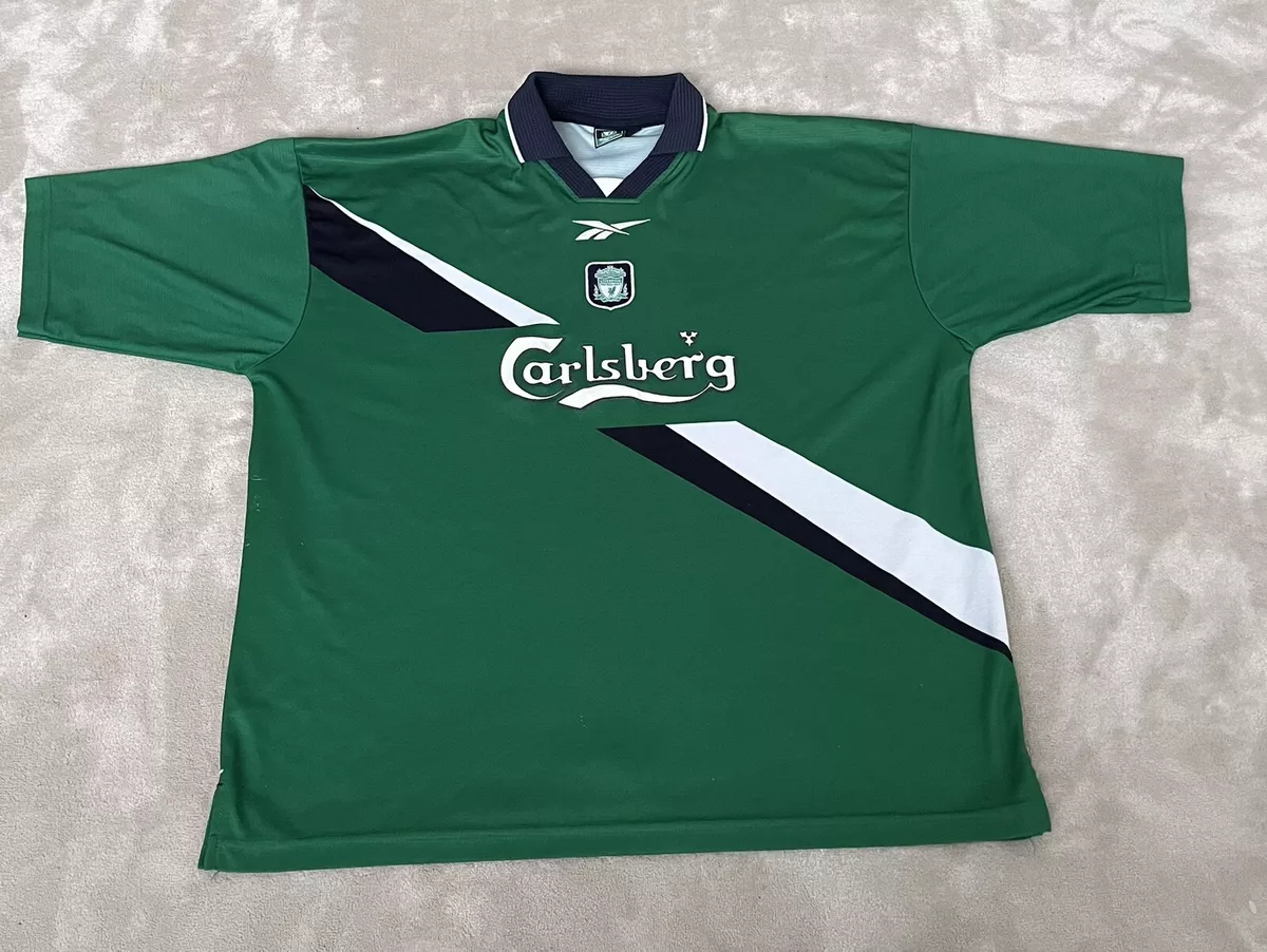 Vintage Liverpool Shirt Medium Green Away Kit 1999 2000 Reebok 46
