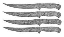 LOT OF 4 DAMASCUS STEEL FILLET KNIFE KITCHEN BLANK BLADE KNIFE MAKING HANDMADE