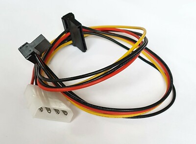 SATA Cable Adapter 21 inches Molex 4 pin to 2 x SATA 15 pin Right Angle 18 AWG