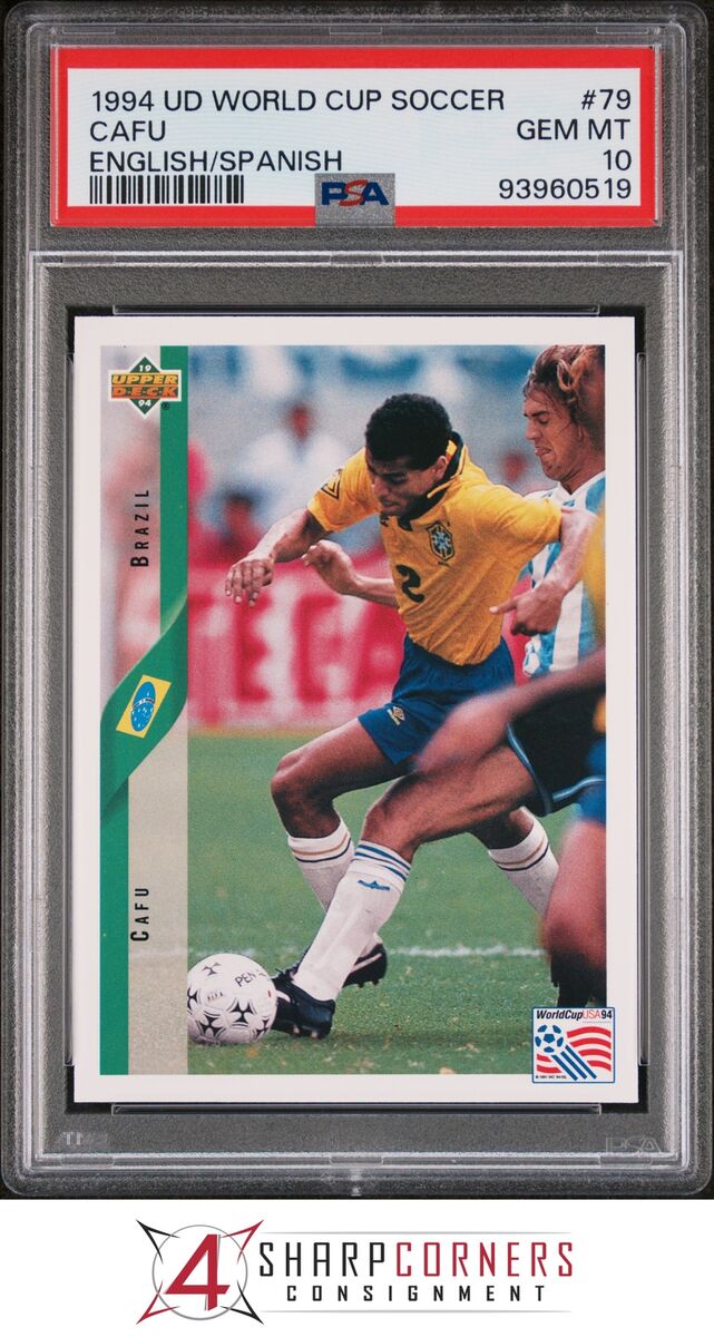 1994 UD WORLD CUP SOCCER ENGLISH/SPANISH #79 CAFU POP 6 PSA 1994 UD WORLD CUP SOCCER ENGLISH/SPANISH #79 CAFU POP 6 PSA