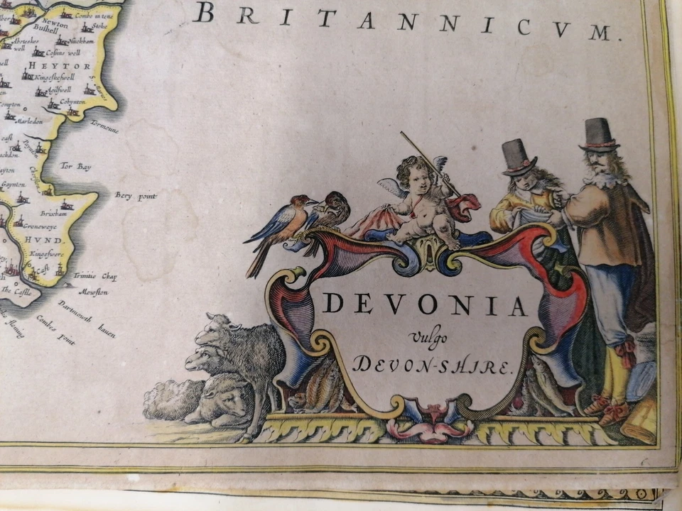 1662  SCARCE WILLEM & JOAN BLEAU MAP DEVONSHIRE HAND COLOURED - Image 4 of 4