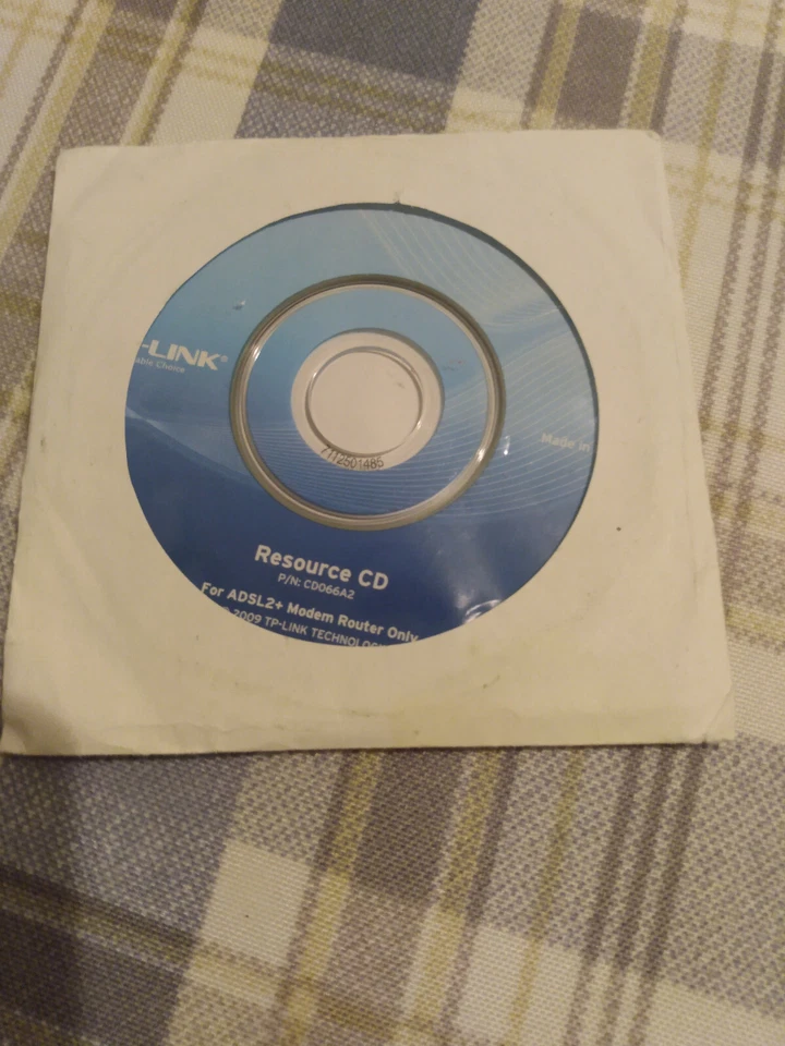 Used White TP Link ADSL2+ Modem Router w/ Power Adaptor, USB Cord & CD - Image 3 of 3