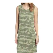 CASLON OLIVE GREEN CAMOUFLAGE SLEEVELESS DRESS SIZE S