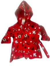 Disney Minnie Mouse Hooded Bath Robe plush Girls XXS 2T Red Toddler House Coat