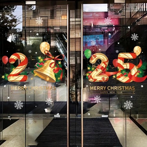 2025 Merry Christmas Window Sticker Snowflake Clings Wall Home Party Decorations - Picture 5 of 15