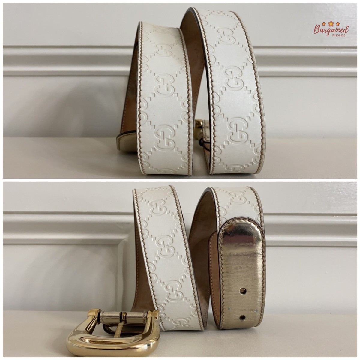 ブルガリ　GUCCI ベルト　ホワイト GG leather belt in white - Gucci | Mytheresa
