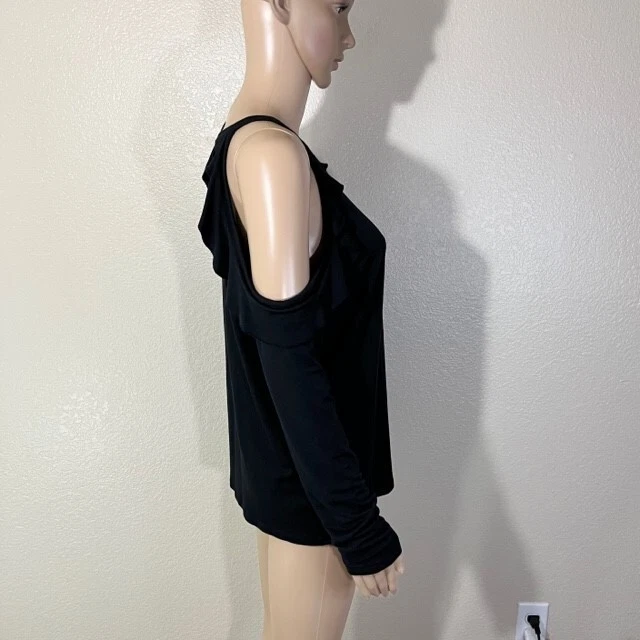 beyond-yoga modal/spandex frill seeker cold shoulder shirt
