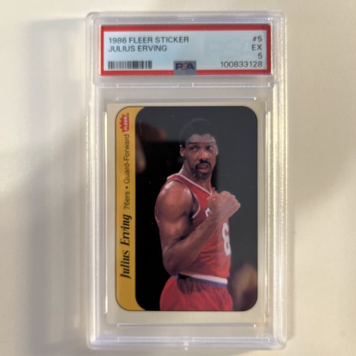 1986 Fleer Basketball Sticker #5 Julius Erving PSA 5