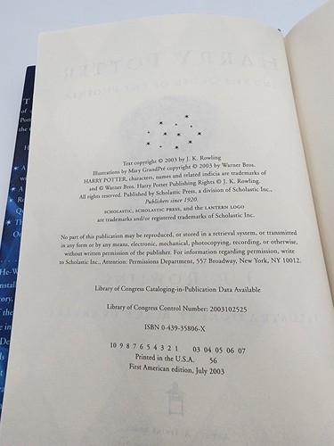 Harry Potter And The Order of the Phoenix American 1st Edition Print JK Rowling - Picture 3 of 15