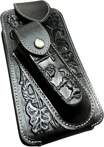 7" COWBOY PRAYER & KNIFE POUCH BELT LOOP CLIP LEATHER WESTERN UNIVERSAL #EH12300 - Picture 2 of 37