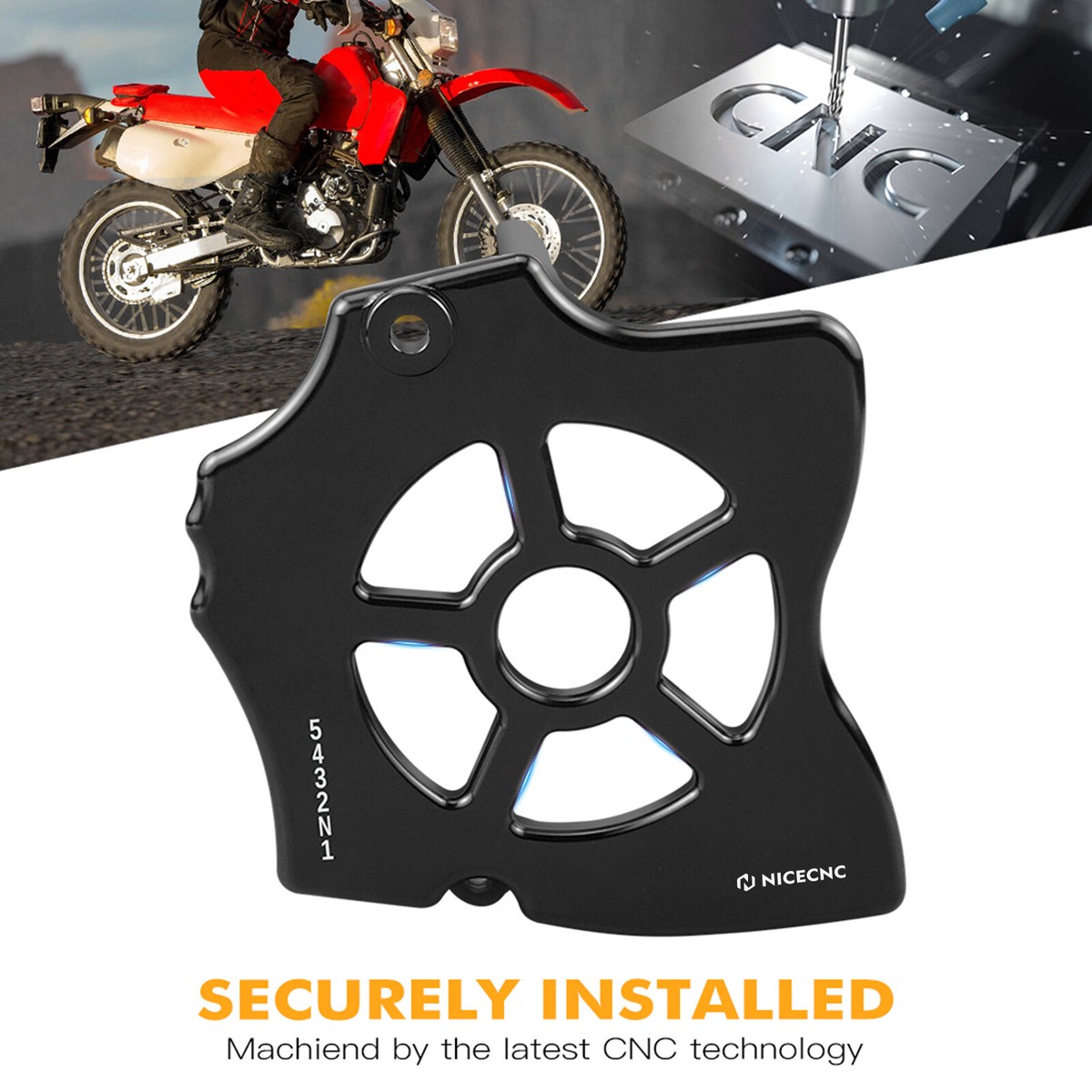 Rear Brake Disc Guard / Cover & Chain Guard For Honda XR650L (1993-2022) - Polished Aluminum