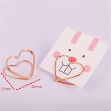 10 Stereoscopic Heart-Shaped Shape Rose Golden Metal Paper Clips NEW Fast Ship