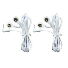 2 Pcs Reusable White Electrode Lead Cable for Digital Massager Pinook 2.5mm Plug