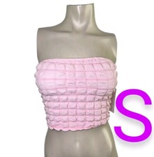   Pink Textured Tube Crop Top Size S