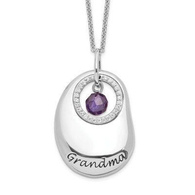 Sentimental Expressions Silver  Antiqued CZ For You Grandma 18in. Necklace QSX59