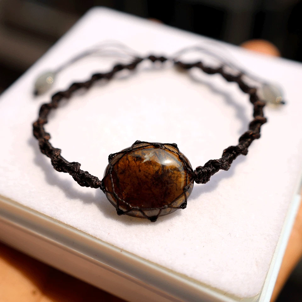 Brazalete de cristal de macramé boho hecho a mano con piedras preciosas de turmlaine natural Brasil Foto 2 de 4