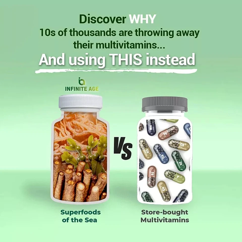 Superalimento avanzado de musgo marino Infinite Age - bardana, naufragio, cuidado de la tiroides Foto 4 de 4