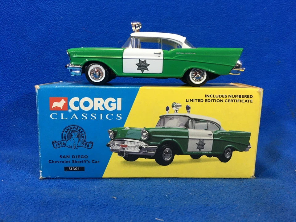 Corgi Classics 1:43 POLICE - CHEVROLET BEL AIR - SHERIFF'S CAR SAN DIEGO - Immagine 2 di 4