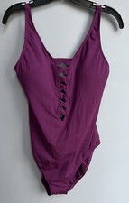 NEW Bleu Rod Beattie Women's Knotty But Nice Lace Down Mio 1 pc Swimsuit Sz M