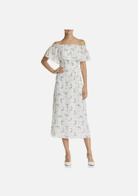 NWOT Rebecca Taylor Francine Off-the-Shoulder Floral 100% Silk Dress XS