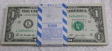 * 2013 - PAQUETE ESTRELLA DE $1 (100 billetes) - L - San Francisco con envoltura BEP - 1, 2 o 3