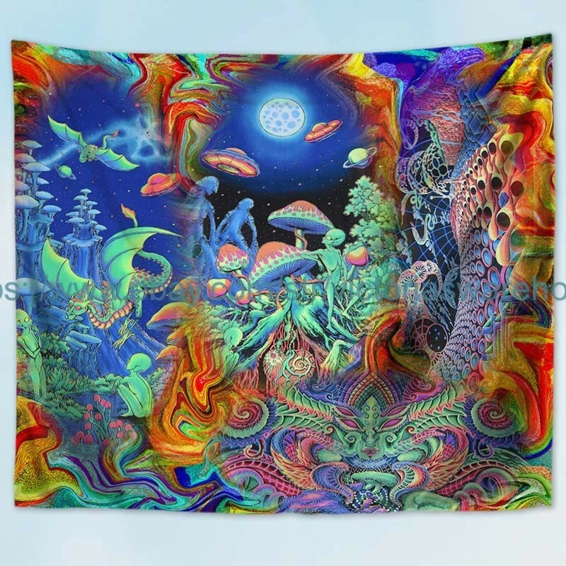 man cave art hippie trippy psychedelic art wall tapestry
