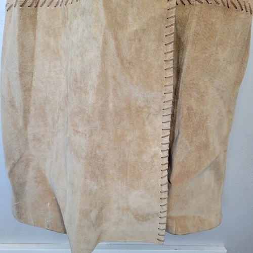 Studio West Vintage Women's Large Tan Suede Leather Trench Coat Western Cowgirl - 第 7/16 張圖片