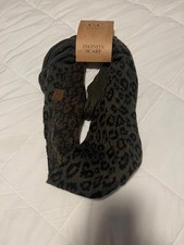 C.C Exclusives Infinity Scarf Womens Olive Leopard Print Knit Loop Winter SF-80