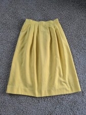 Vintage Pleated Midi Skirt Yellow Size 10 Made In USA Cottage Core Secretary 90s