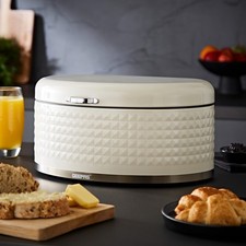 GEEPAS Bread Bin 9L Carbon Steel Kitchen Canister Countertop Storage Box Argyle