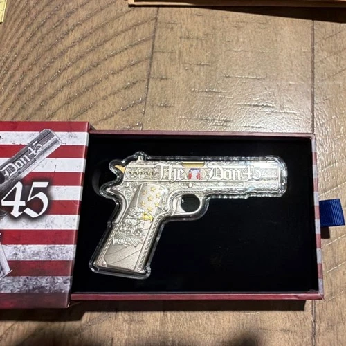 The Don45 5 oz .999 Fine Silver Pistol-Shaped Bar with Box