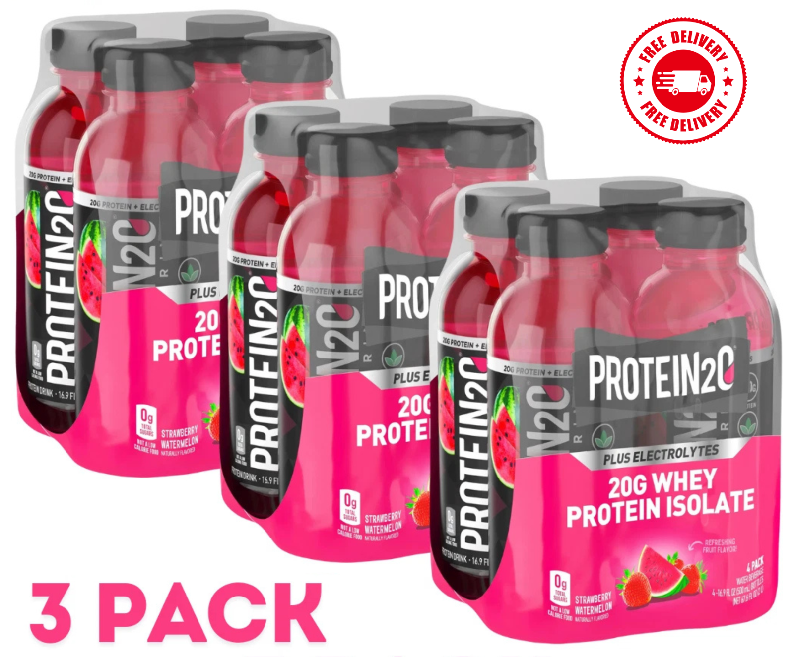 Protein2o 20g Whey Protein Infused Water Plus Electrolytes, Strawberry ...