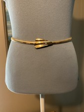 Vintage Gold Tone Skinny Stretch Snake Chain Belt Coil Disco Retro 70s 80s XS