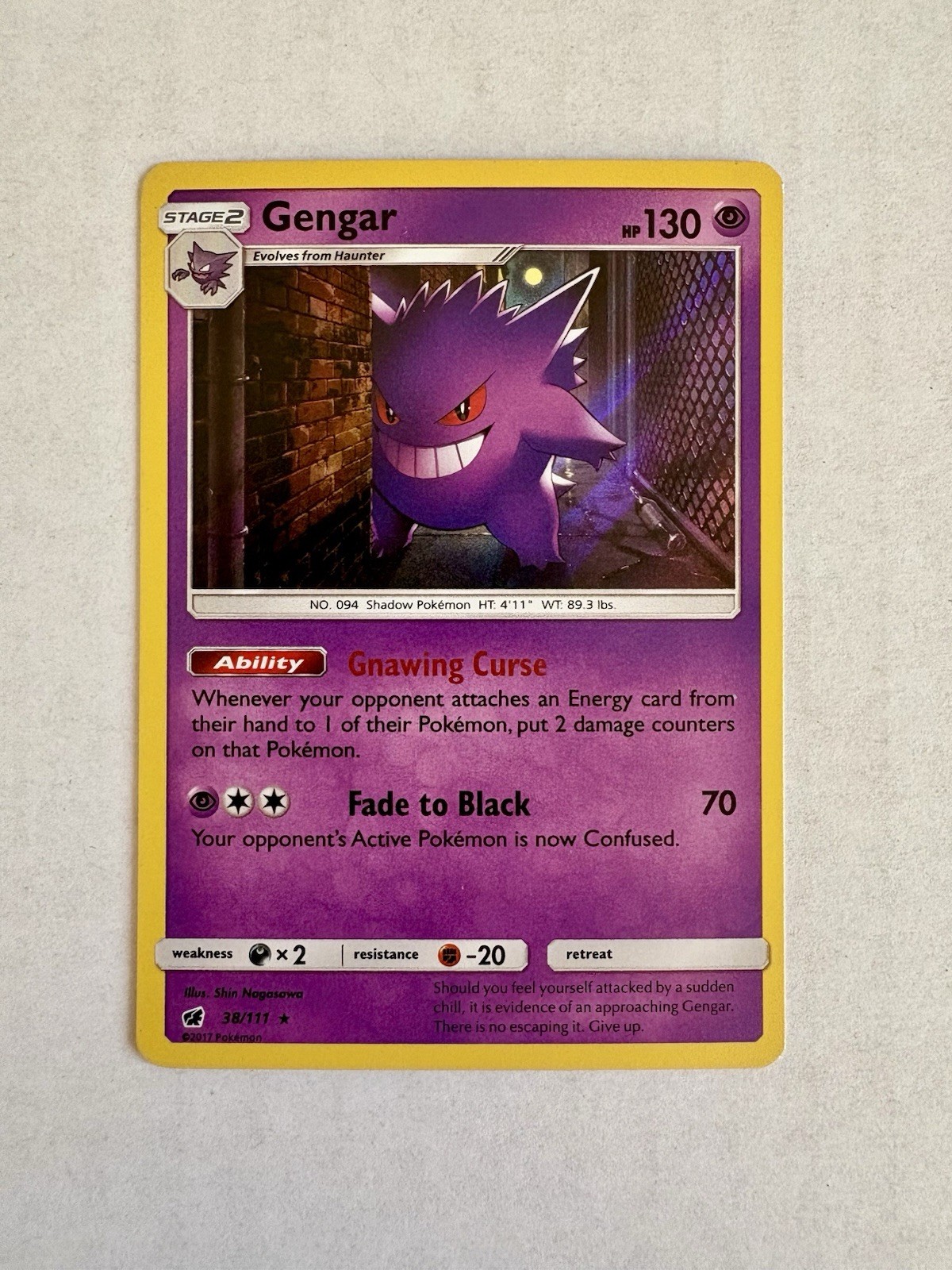 Gengar 38/111 Holo Rare Pokémon Sun & Moon Crimson Invasion 2017 NM
