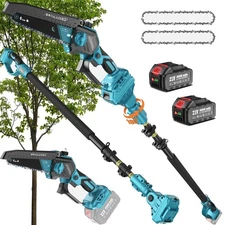 2-in-1 Electric Pole Saws 6 Inch Mini Chainsaw Cordless & Extension Pole