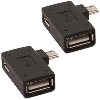 2 Pack Right Angle Micro USB to USB OTG Adapter for FireStick Gaming Devices