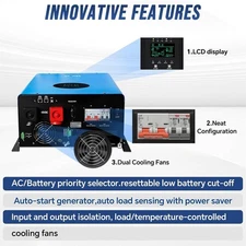 12KW Solar Hybrid Inverter Off Grid Low Frequency w/80A MPPT 48V to 120V/240V