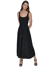 KARL LAGERFELD PARISScoop-Neck Belted Sleeveless Midi Dress Women's 12 Black