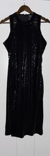 June +Vie Sequins Black Sleeveless Midi Dress Women 10 Holiday Glam Party Event