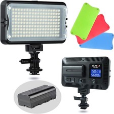 LED Video Light VL-162T Dimmable BiColor Panel with Battery USB Charger In Black