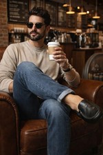 Go Tour Men's Premium Genuine Leather Loafers Slide In  Sz 9 Black Free Shipping