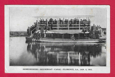 FLORENCE LA LOUISIANA Home Seekers on Houseboat ca 1912 Antique Postcard