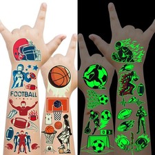 30 Sheets Glows Temporary Tattoos for Kids Sports Party Supplies green