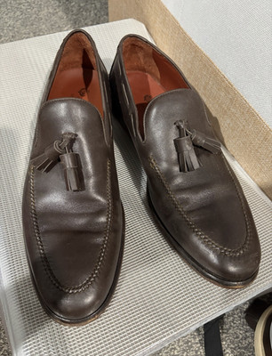 Loro Piana Summer Walk Men s Brown Leather Tassel loafers size 44 made in Italy
