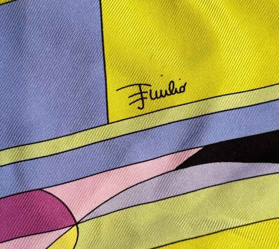 Vintage Emilio Pucci Silk Scarf Italy Multicolor Geometric Checkerboard 34"x34" - Image 4 of 4