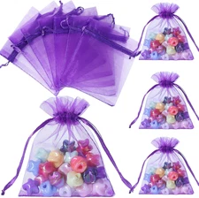 100 Pcs 3x4 Inch Small Mesh Drawstring Bags for Jewelry Party Favors Candy