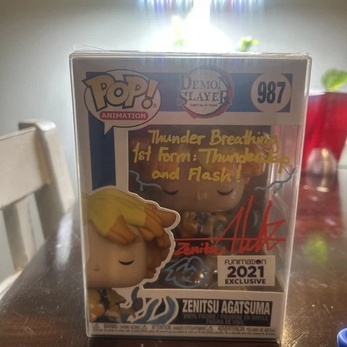Funko Pop! Demon Slayer Zenitsu Agatsuma #987 Funimation Signed By Aleks Le