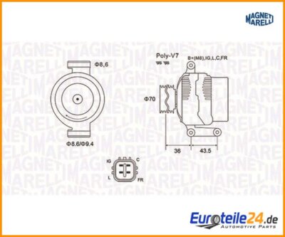 Generator Magneti Marelli 063731980010 for Honda CR-V II