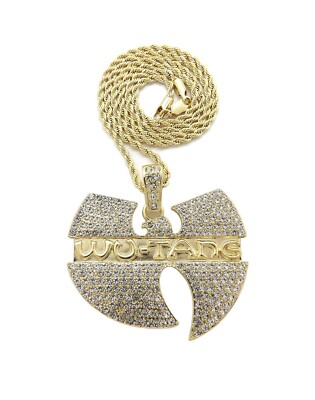 New Iced Wu Tang Pendant 18'' 20'' 24'' Box Rope Cuban Chain Hip Hop Necklace XZ418
